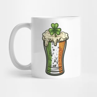 St Patrick's Day Beer Glass With Irish Flag and A Shamrock Mug